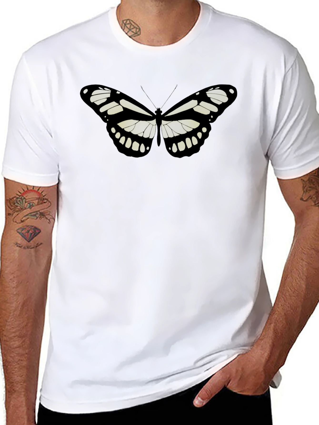 Butterfly Graphic Tee - Stylish Black T-Shirt