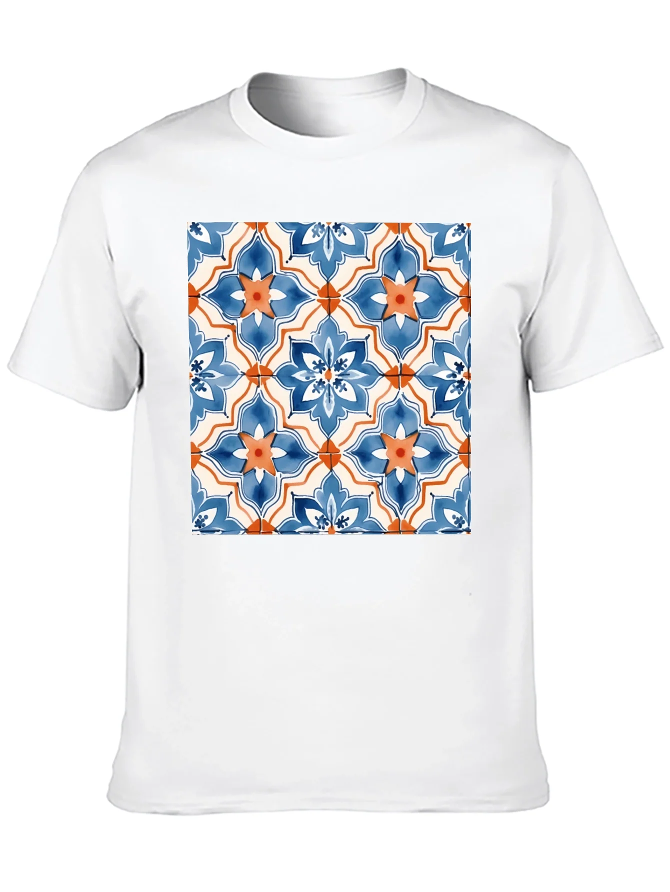 Tiled Floral Pattern Black T-Shirt