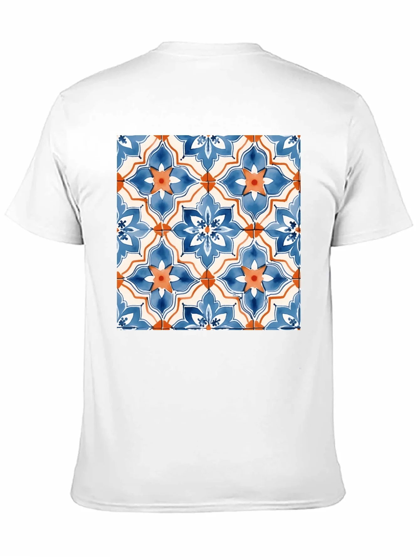 Tiled Floral Pattern Black T-Shirt