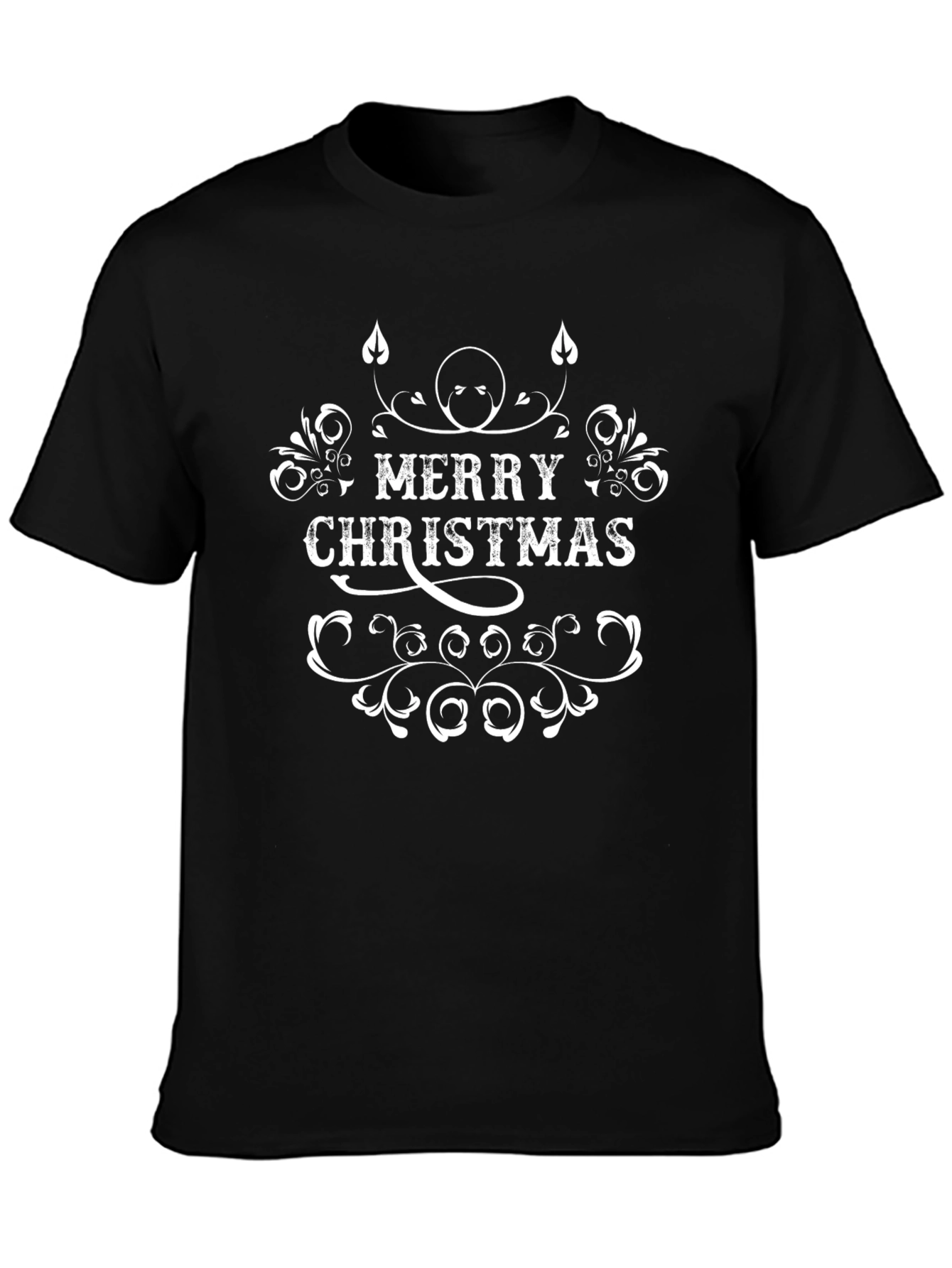 Merry Christmas Graphic Tee - Black Cotton