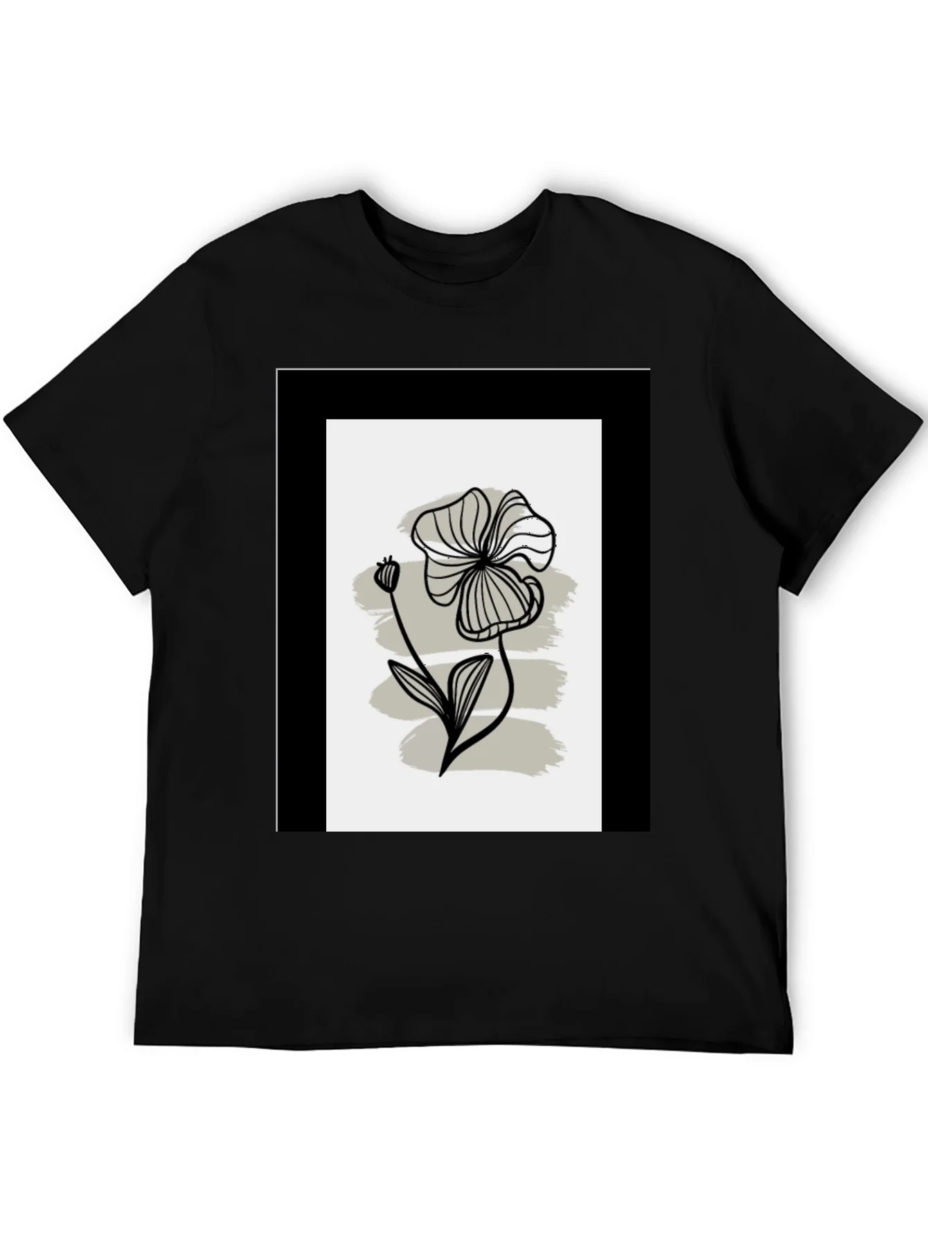 Minimalist Floral Graphic Tee - Black