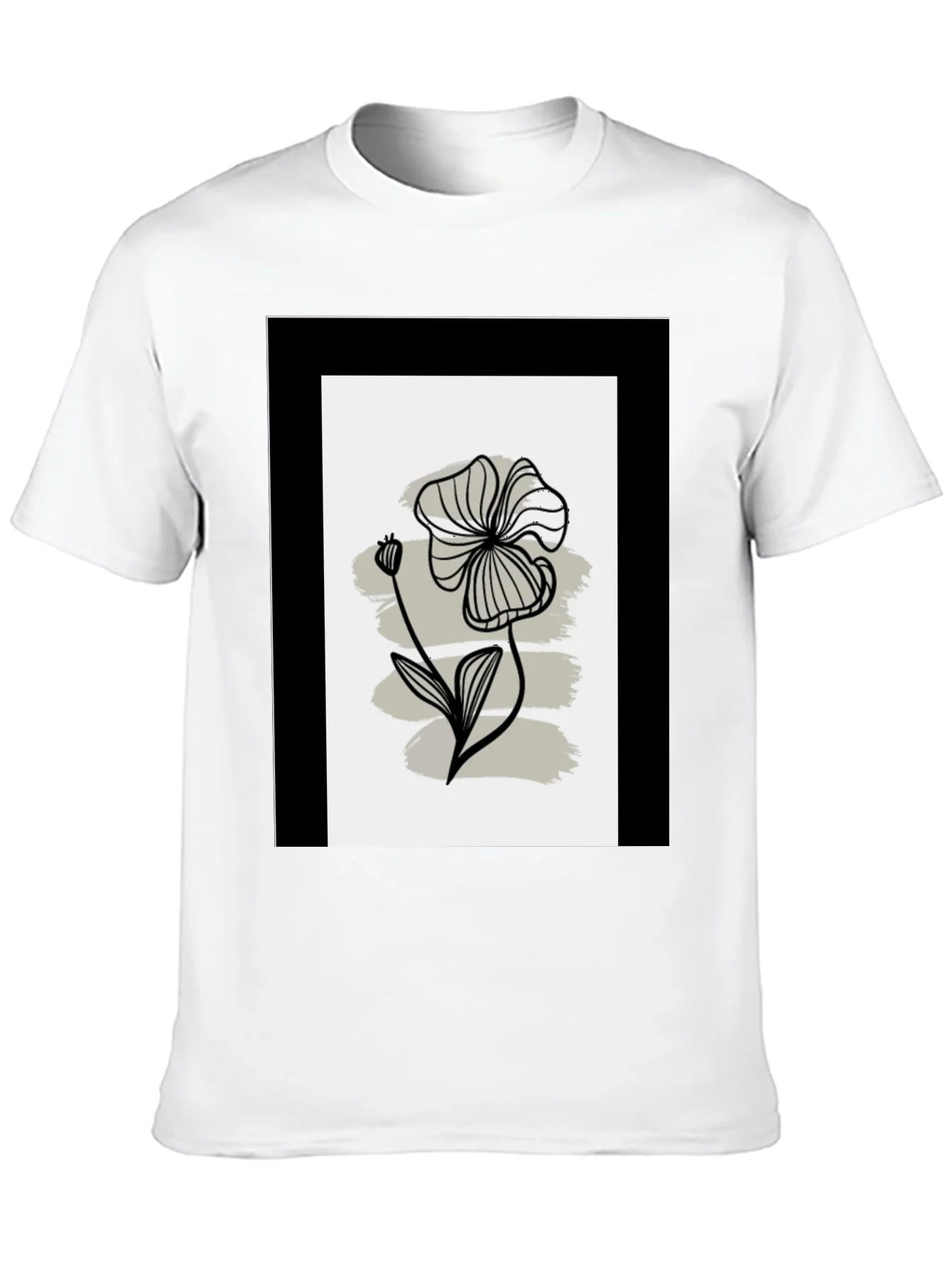 Minimalist Floral Graphic Tee - Black