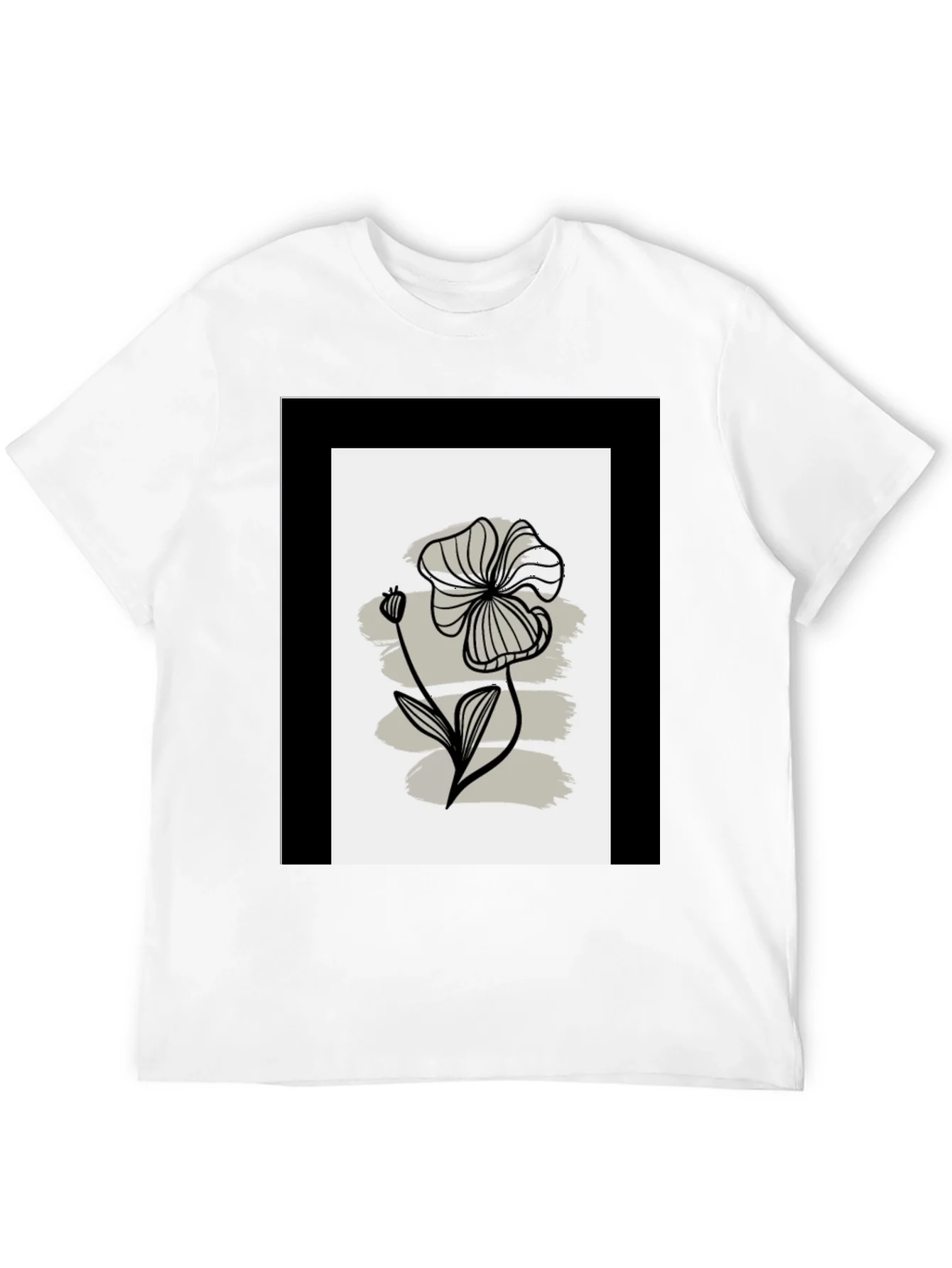 Minimalist Floral Graphic Tee - Black