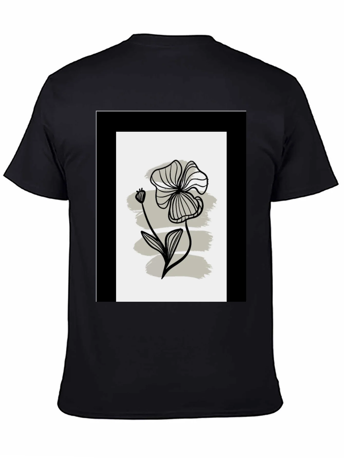 Minimalist Floral Graphic Tee - Black