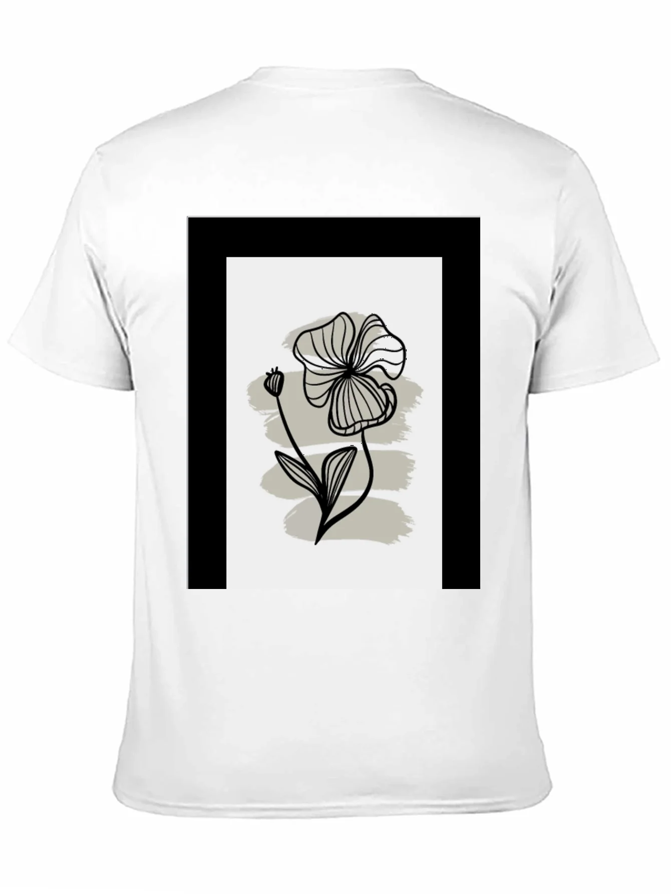 Minimalist Floral Graphic Tee - Black