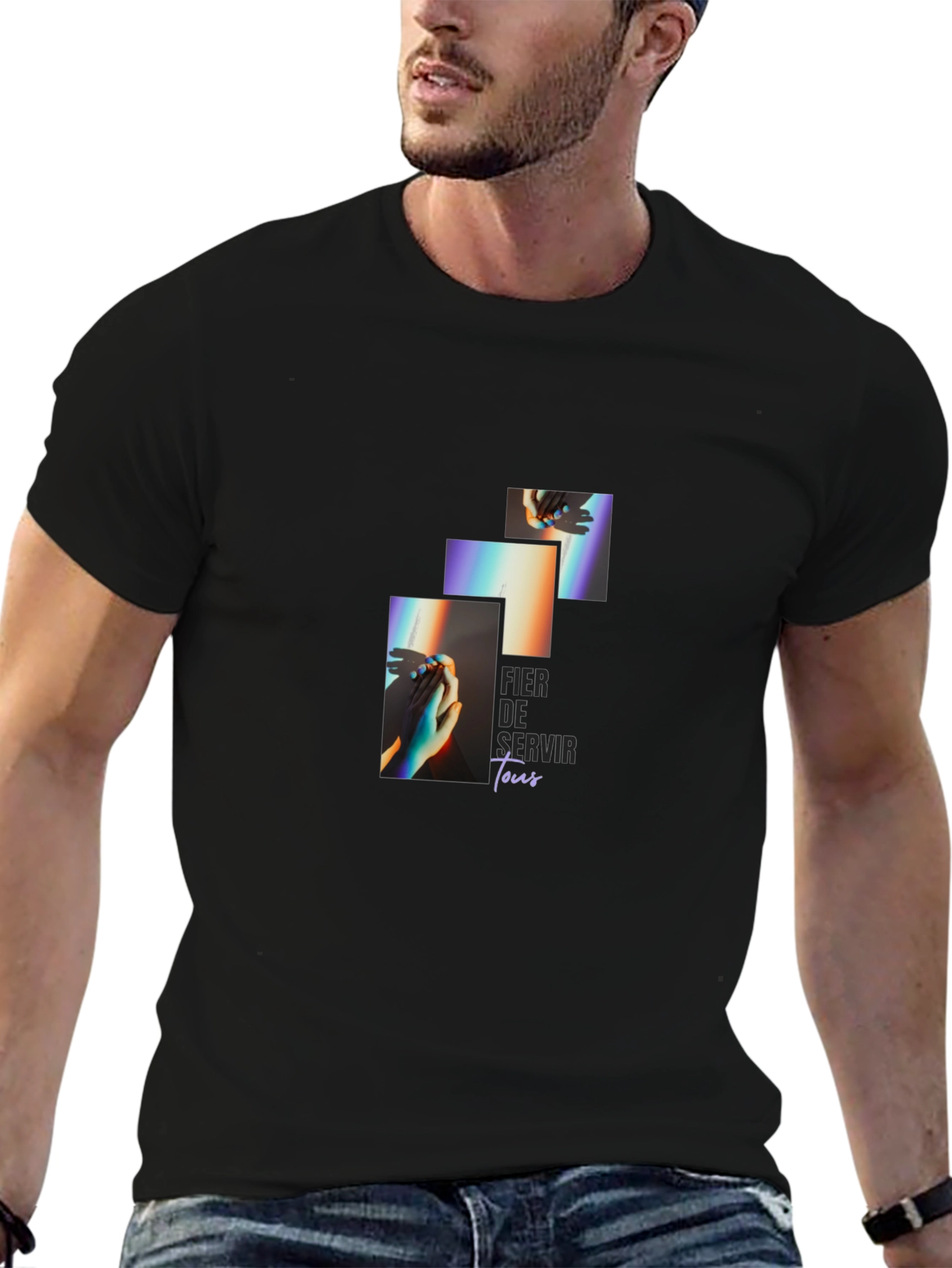 Unique Graphic Print Black T-Shirt