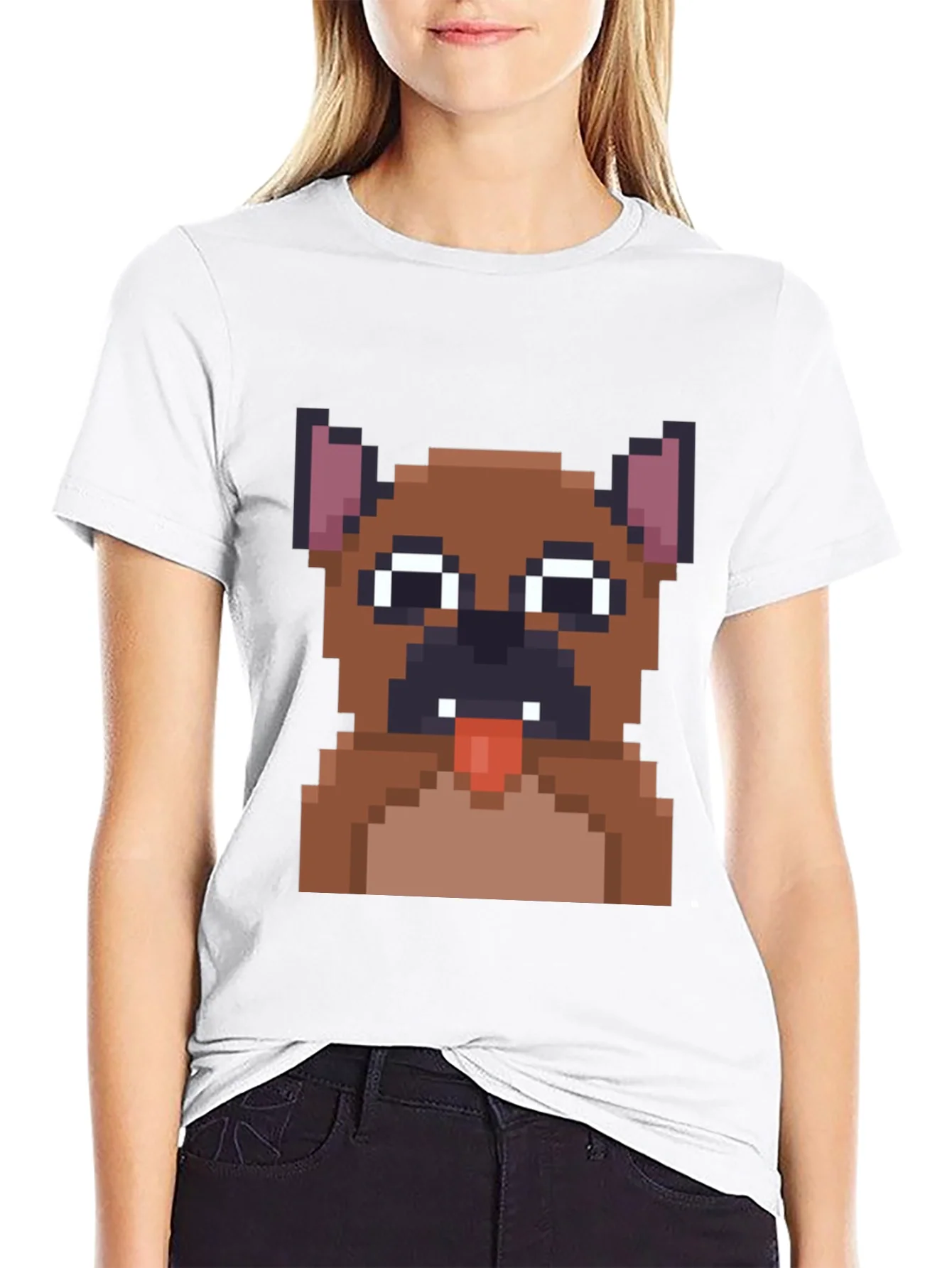 Pixel Dog T-Shirt - Black Cotton Graphic Tee