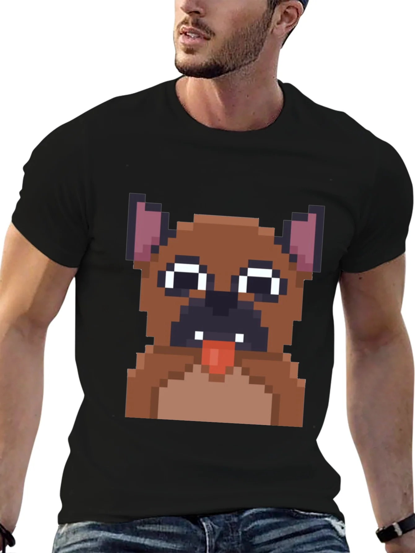 Pixel Dog T-Shirt - Black Cotton Graphic Tee
