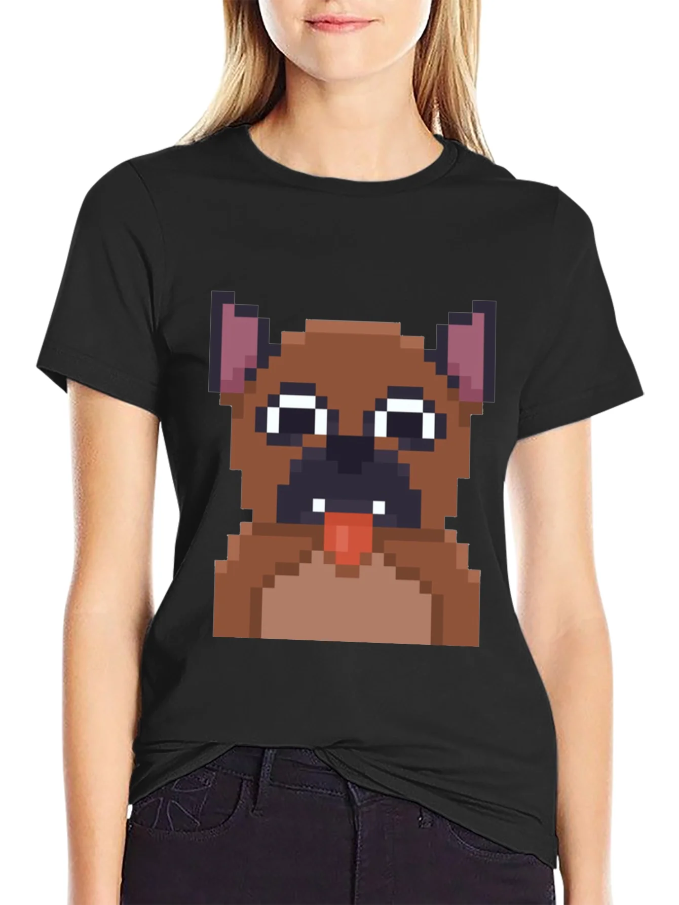 Pixel Dog T-Shirt - Black Cotton Graphic Tee