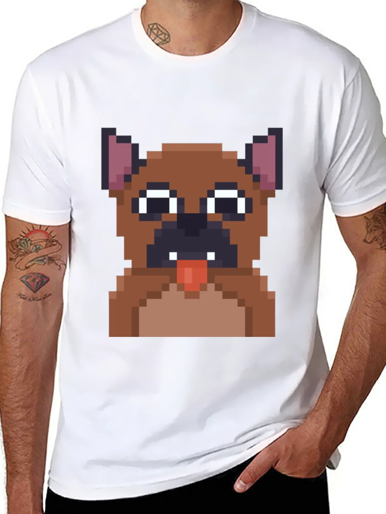 Pixel Dog T-Shirt - Black Cotton Graphic Tee