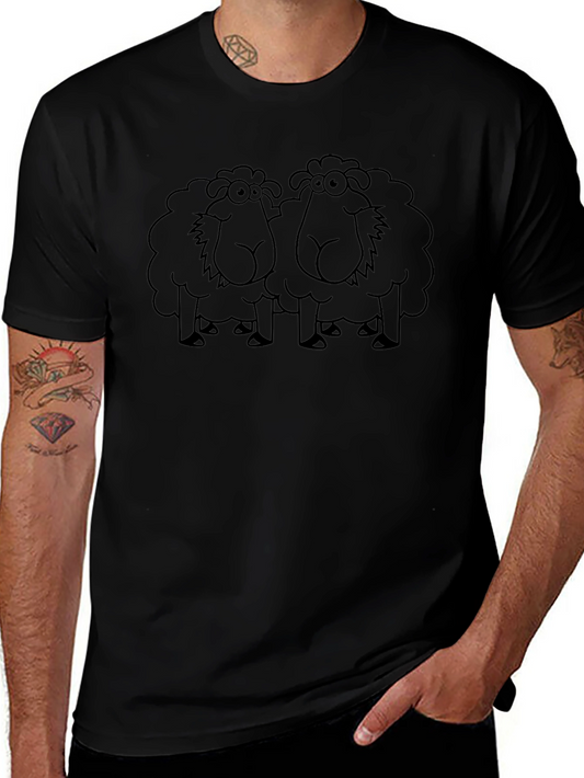 Black T-Shirt with Sheep Graphic