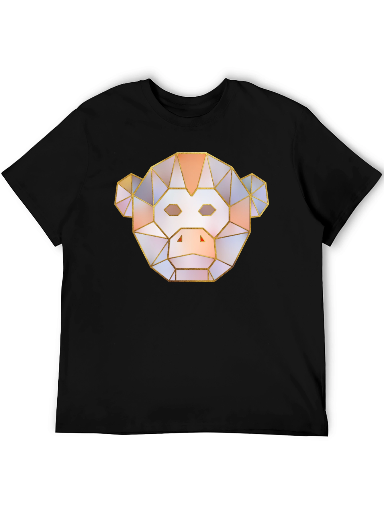 Geometric Monkey Face Graphic T-Shirt