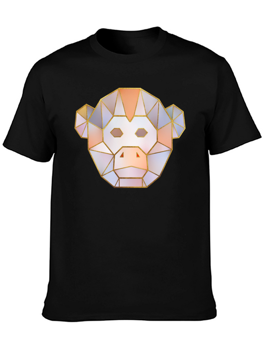 Geometric Monkey Face Graphic T-Shirt