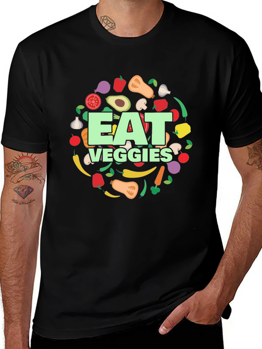 Eat Veggies T-Shirt - Black Graphic Tee