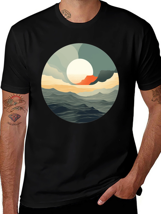Ocean View Graphic Tee - Stylish Black T-Shirt