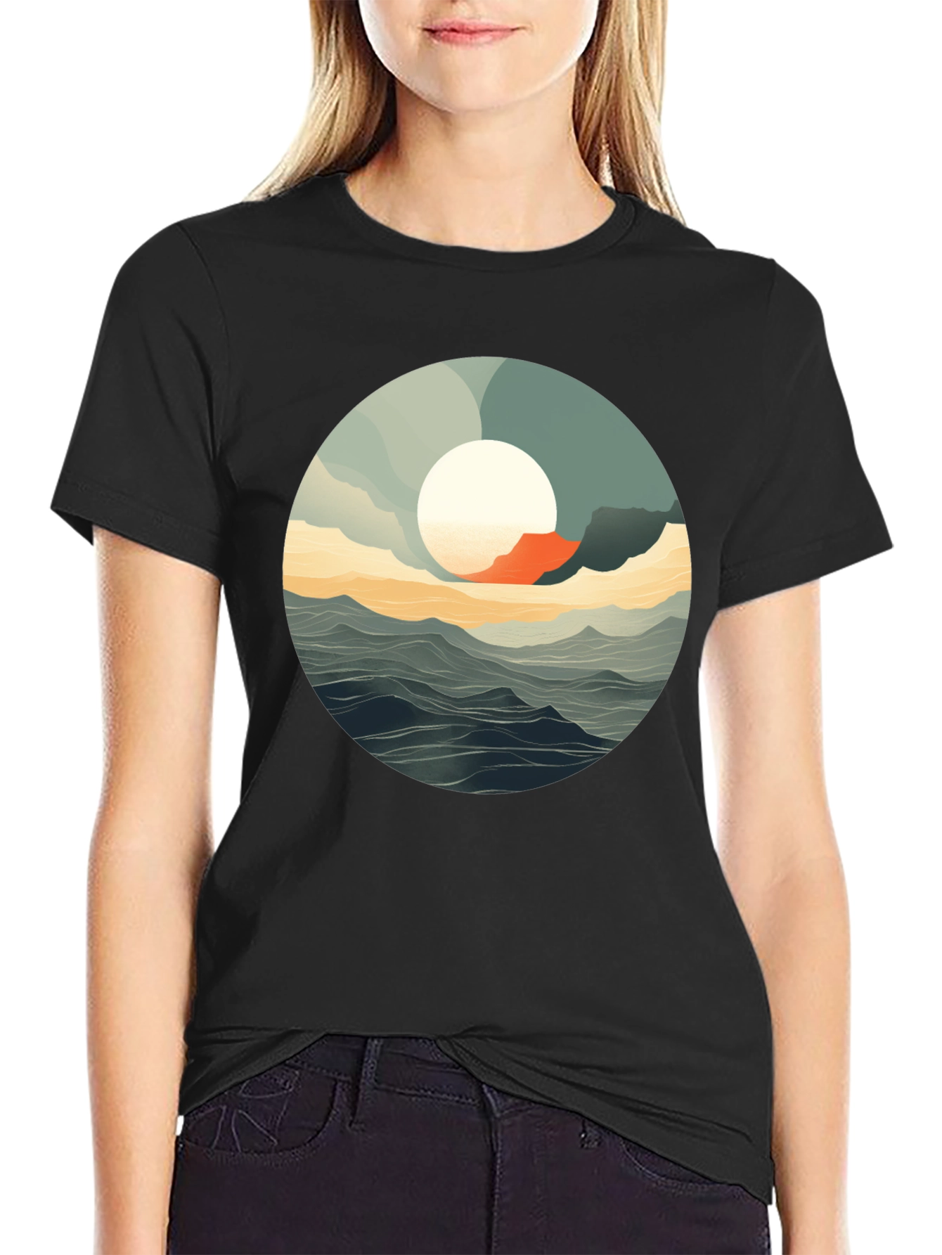 Ocean View Graphic Tee - Stylish Black T-Shirt