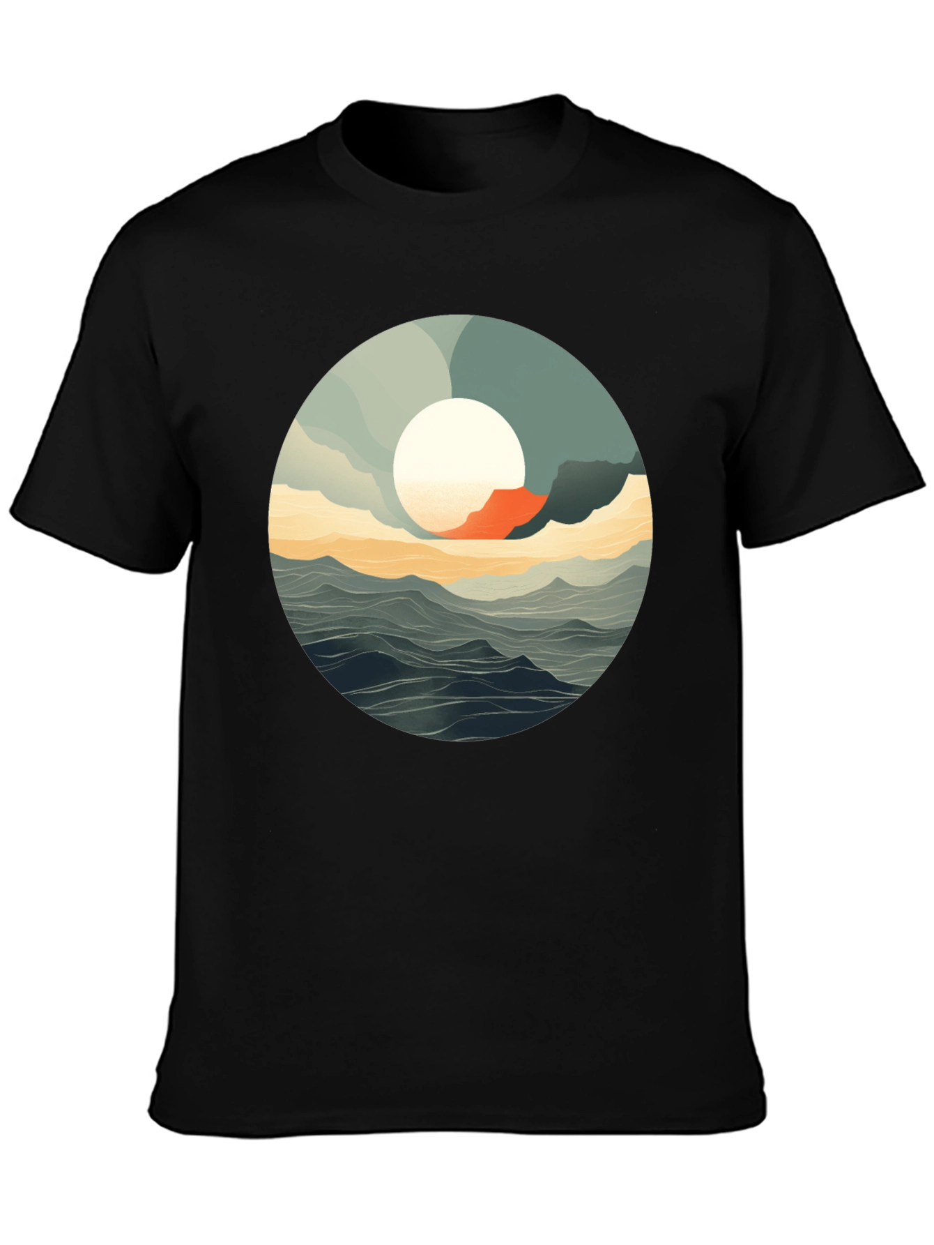 Ocean View Graphic Tee - Stylish Black T-Shirt