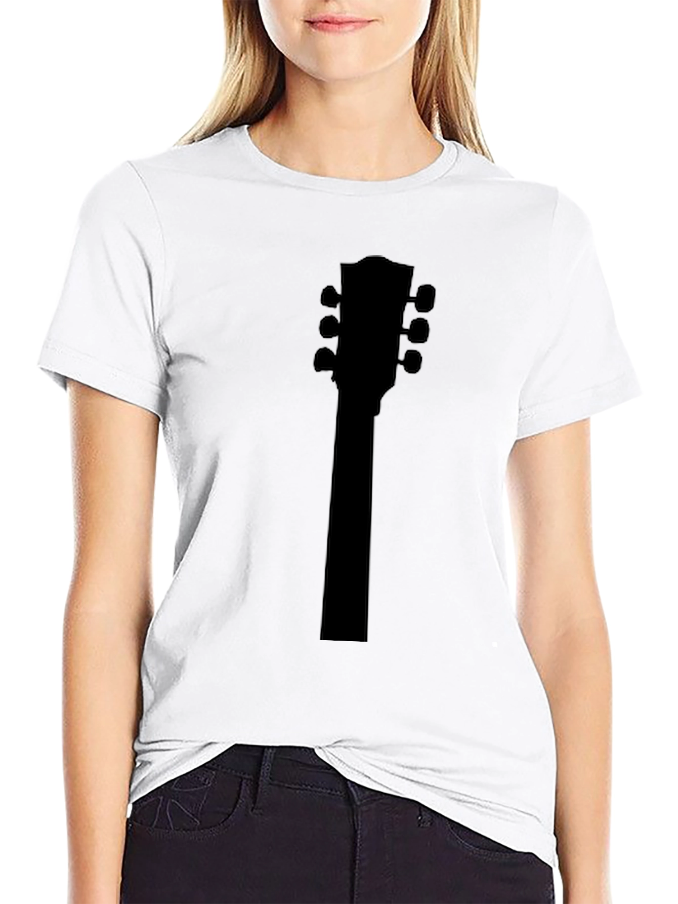 Guitar Headstock Silhouette Tee - Musician Style