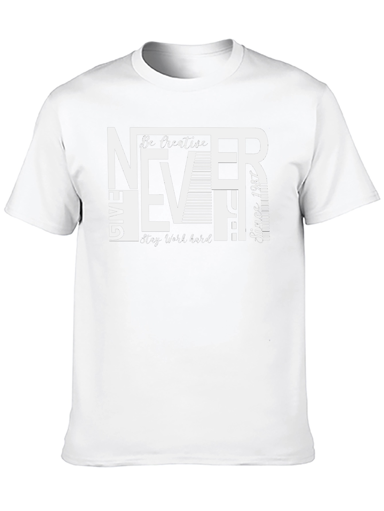 Black Never Give Up Graphic Print Crew Neck T-Shirt