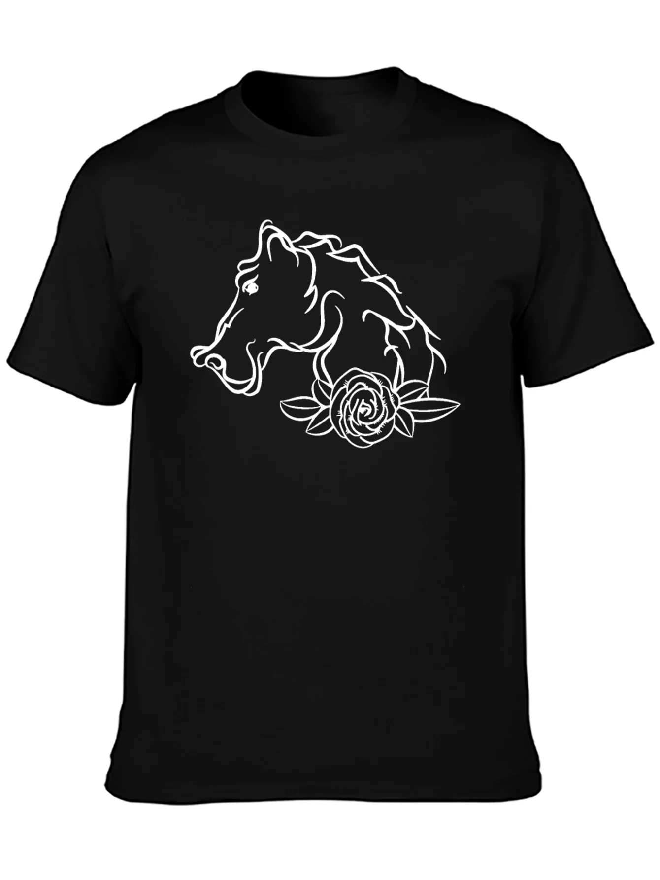 Horse & Rose Graphic Black Tee