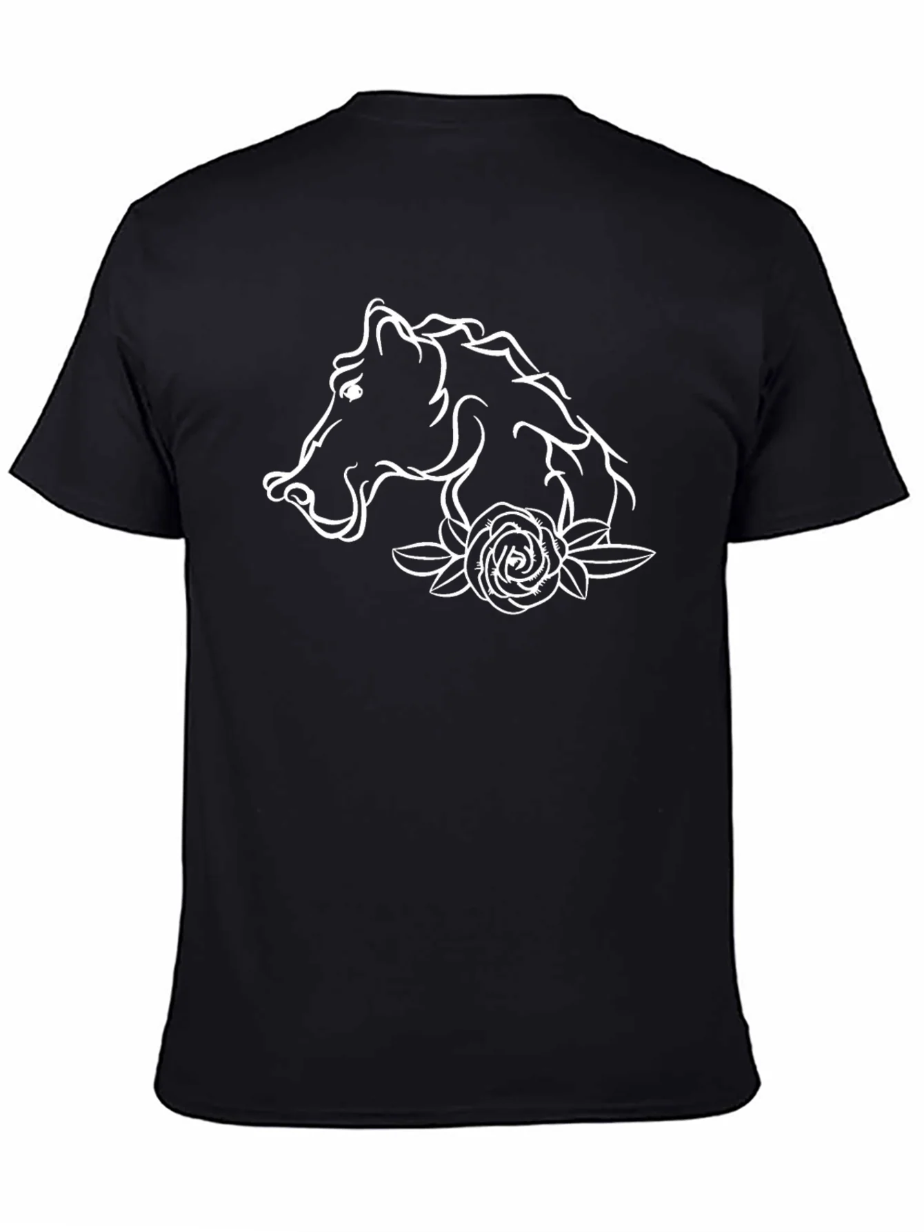 Horse & Rose Graphic Black Tee