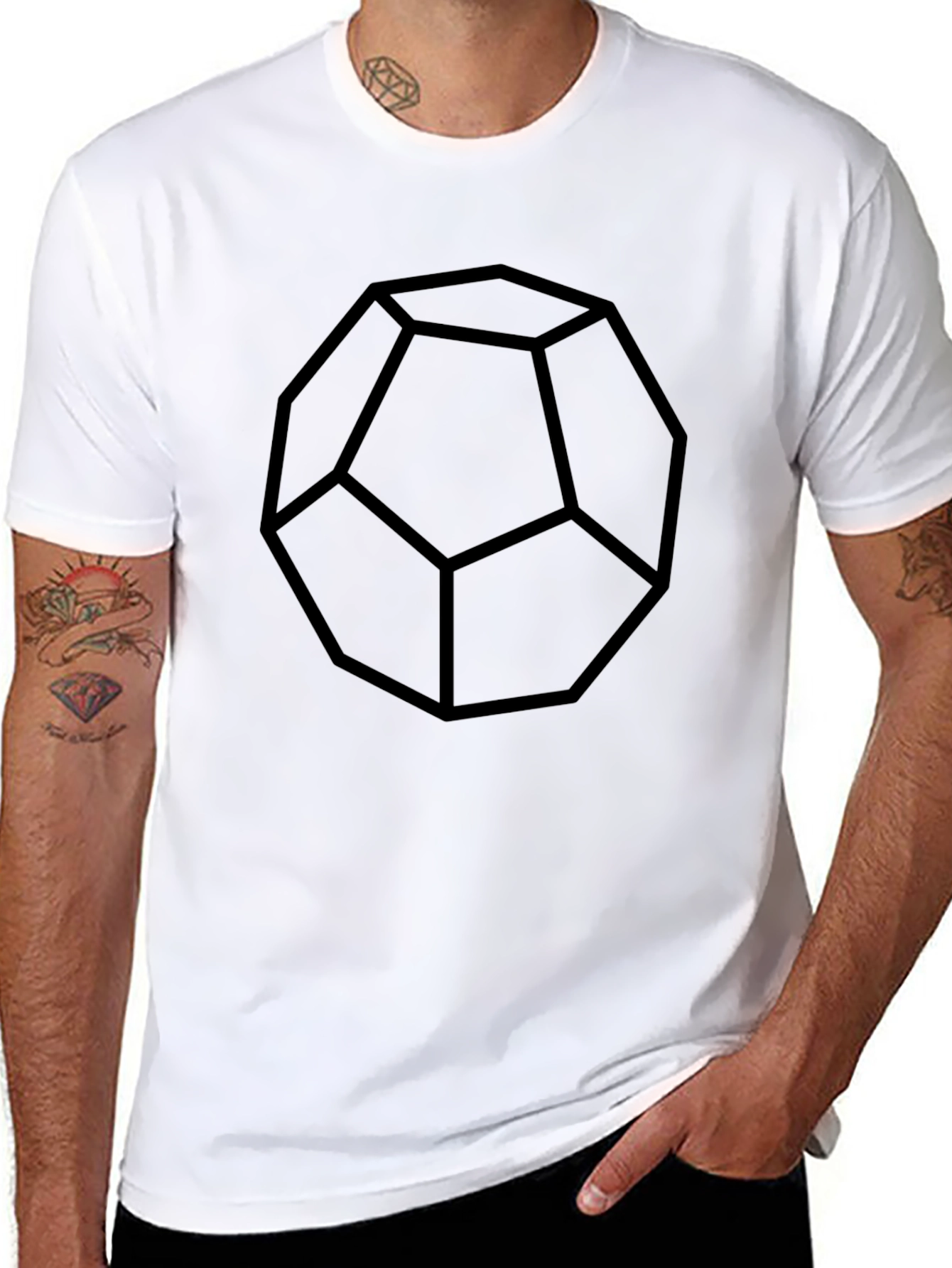 Geometric Dodecahedron Graphic Tee - Minimalist Design