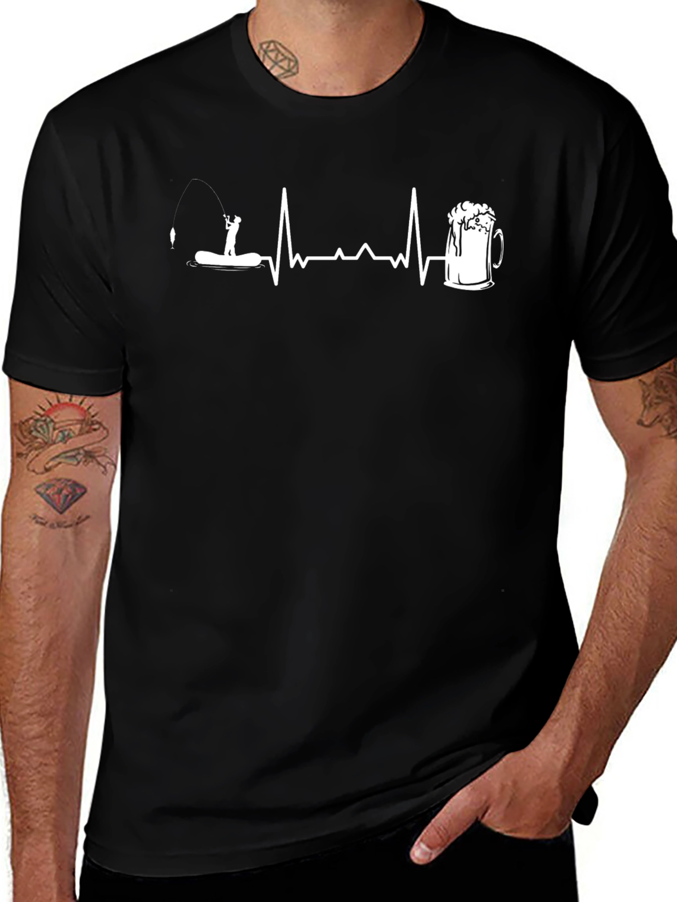 Fishing & Beer Heartbeat T-Shirt