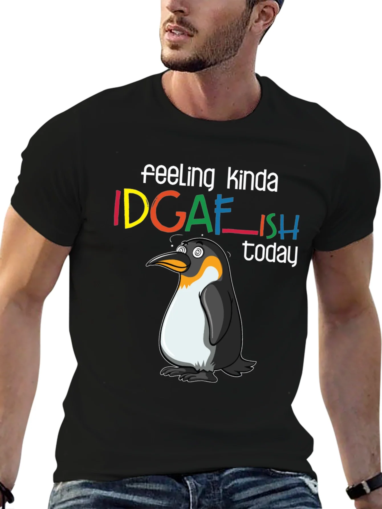 IDGAFish Penguin Graphic T-Shirt - Relaxed Style