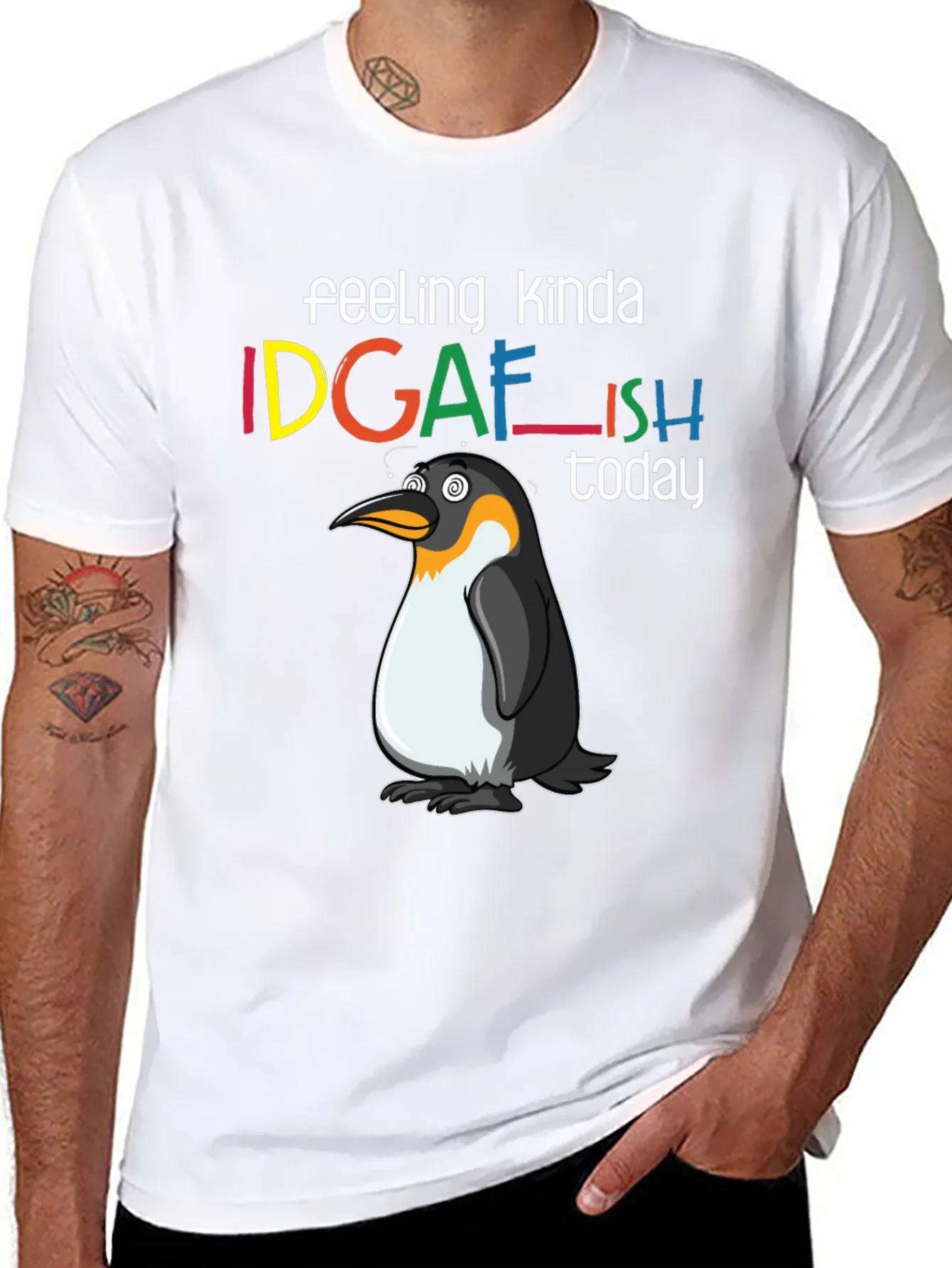 IDGAFish Penguin Graphic T-Shirt - Relaxed Style