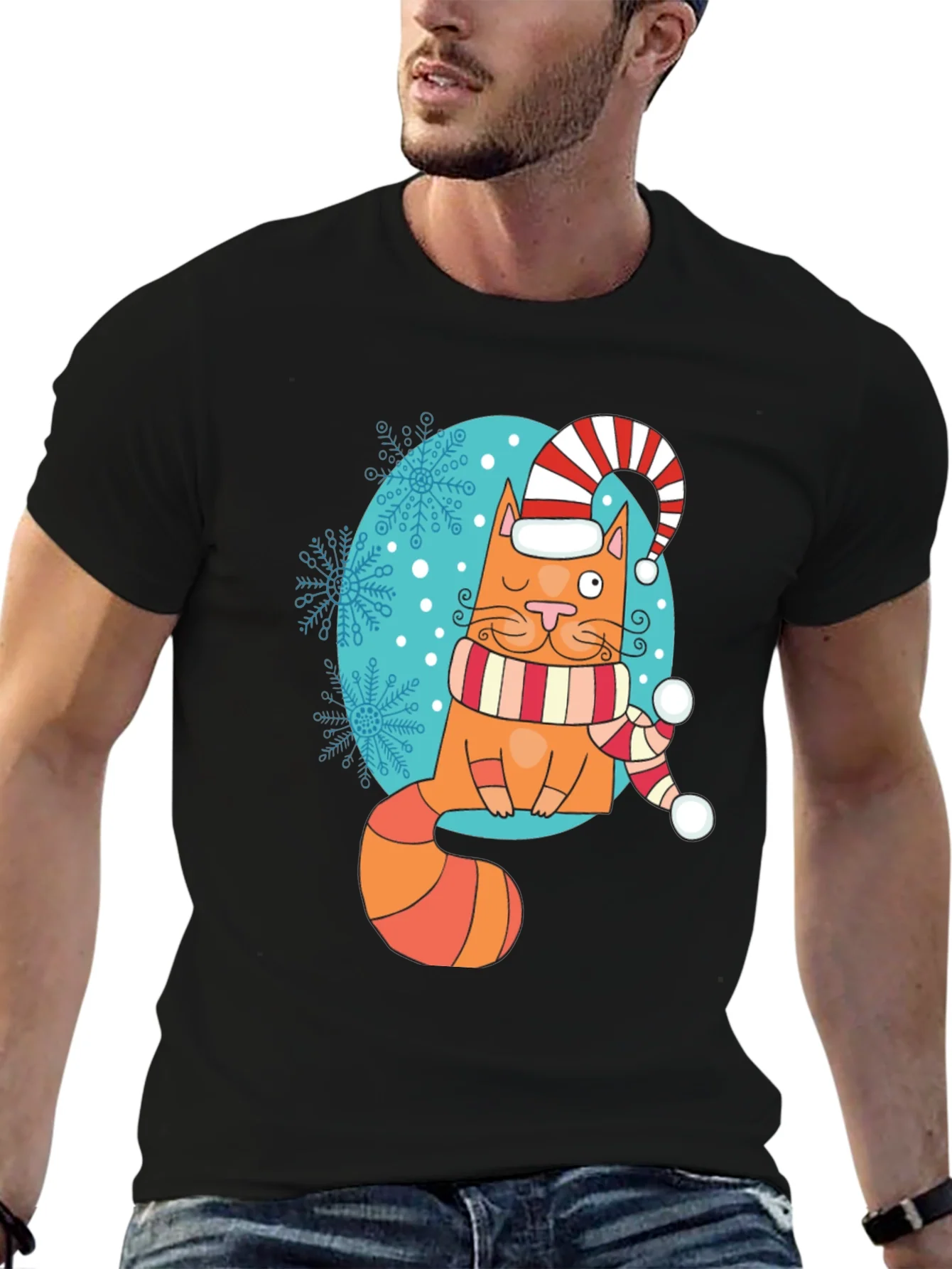 Festive Cat T-Shirt - Holiday Cheer