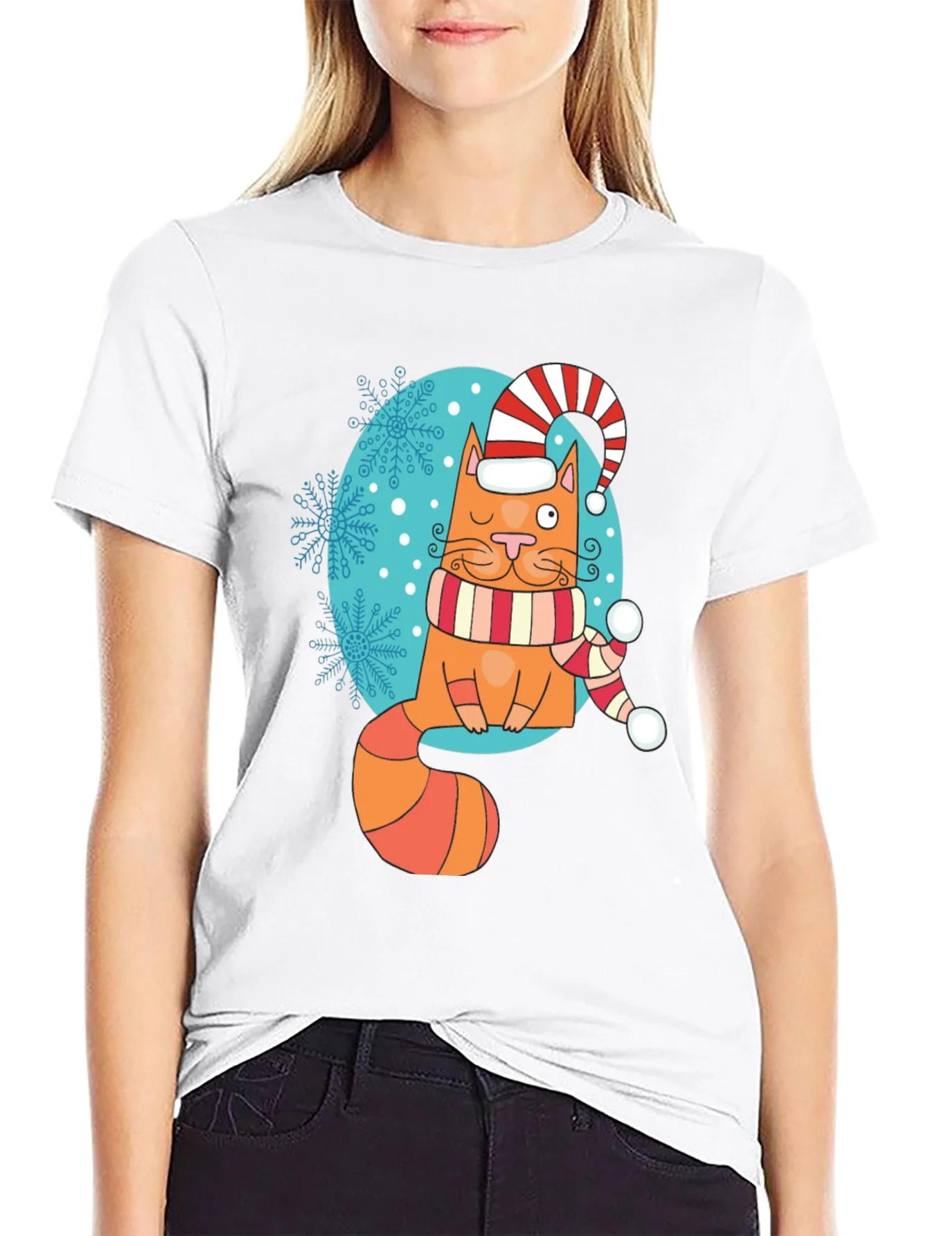 Festive Cat T-Shirt - Holiday Cheer