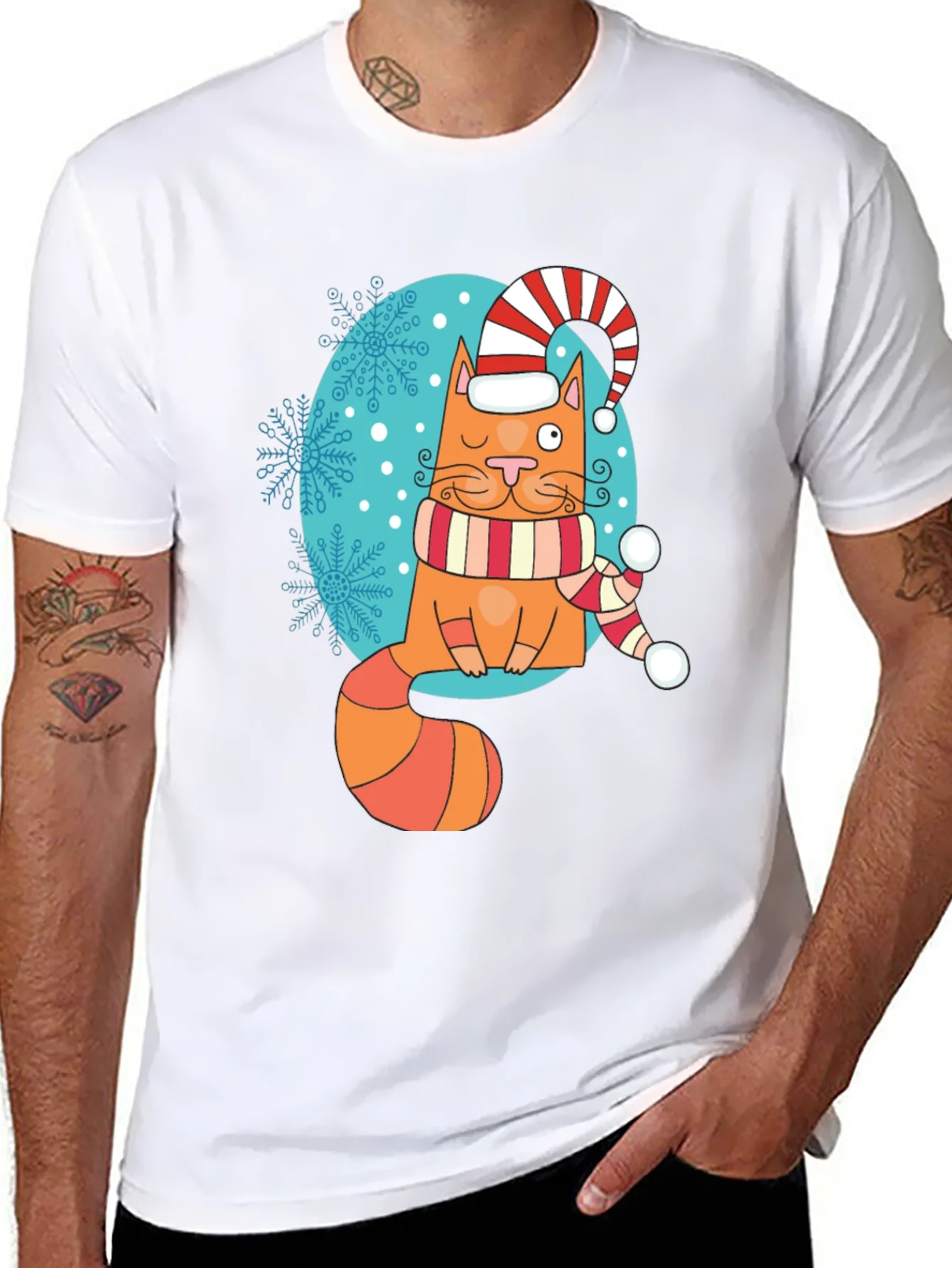 Festive Cat T-Shirt - Holiday Cheer