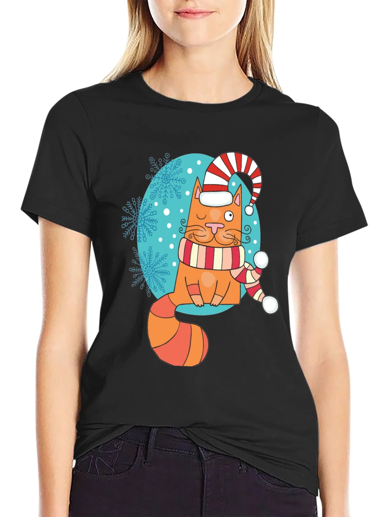 Festive Cat T-Shirt - Holiday Cheer