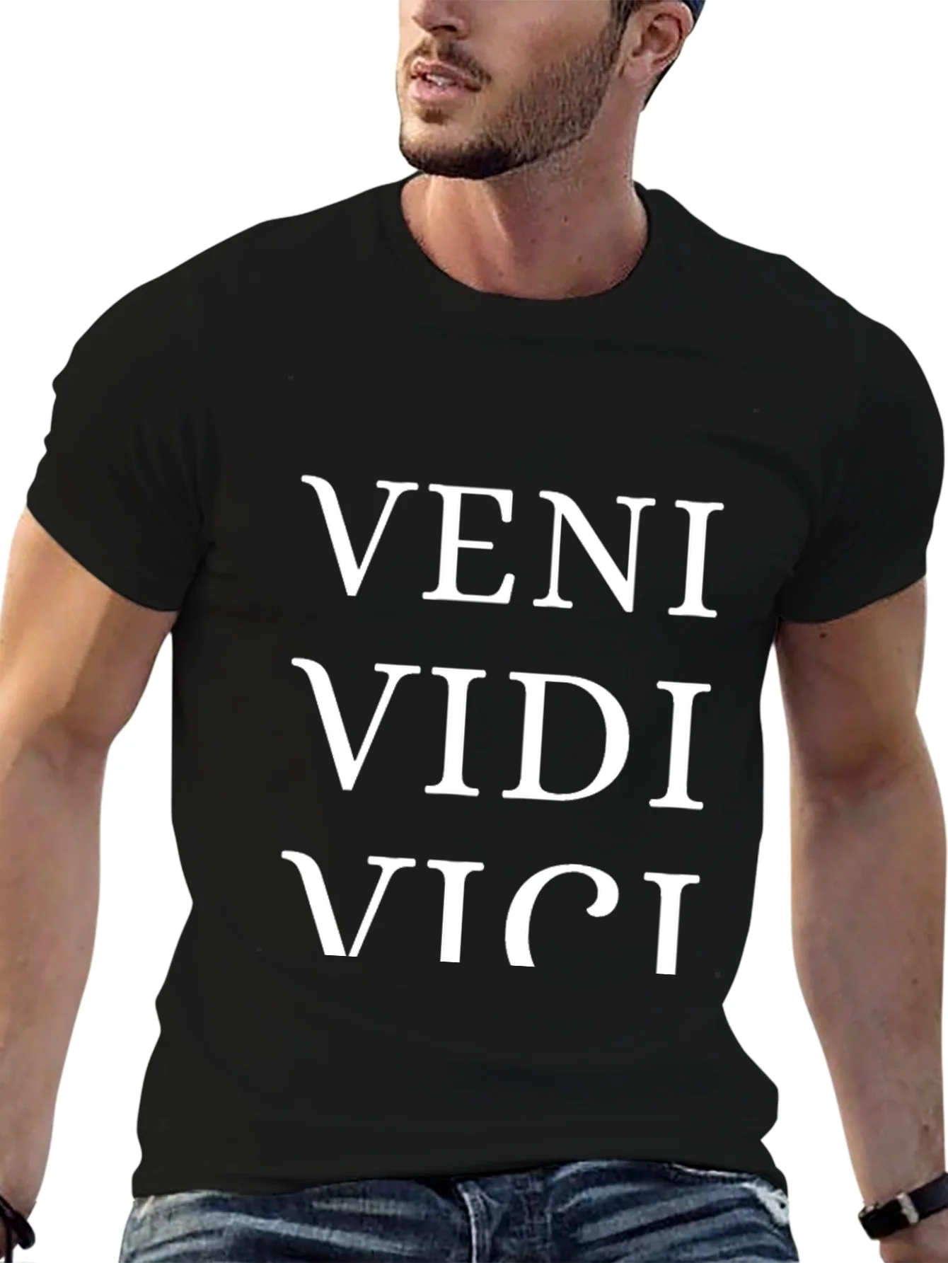 Veni Vidi Vici T-Shirt - Black Cotton Blend