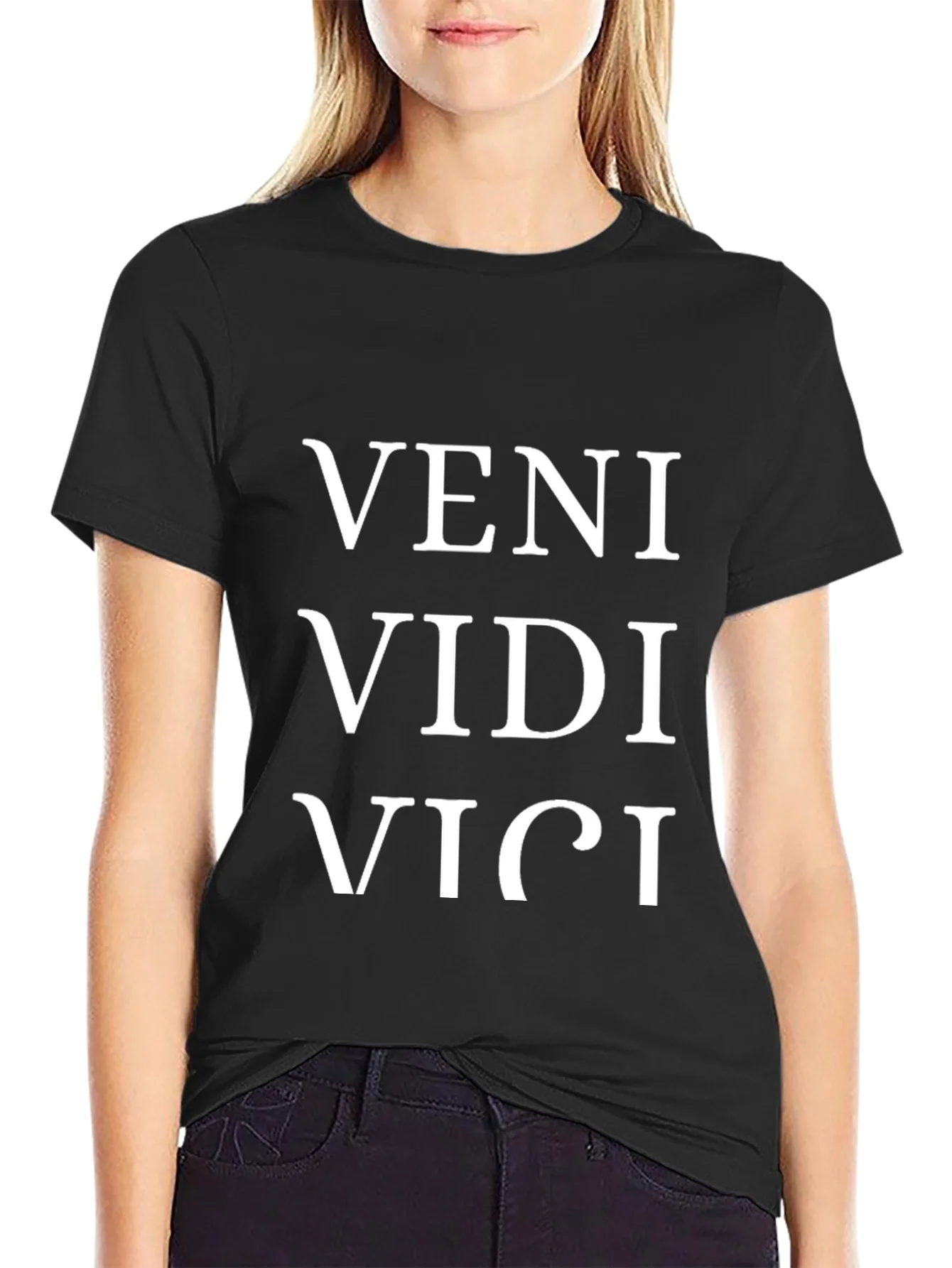 Veni Vidi Vici T-Shirt - Black Cotton Blend