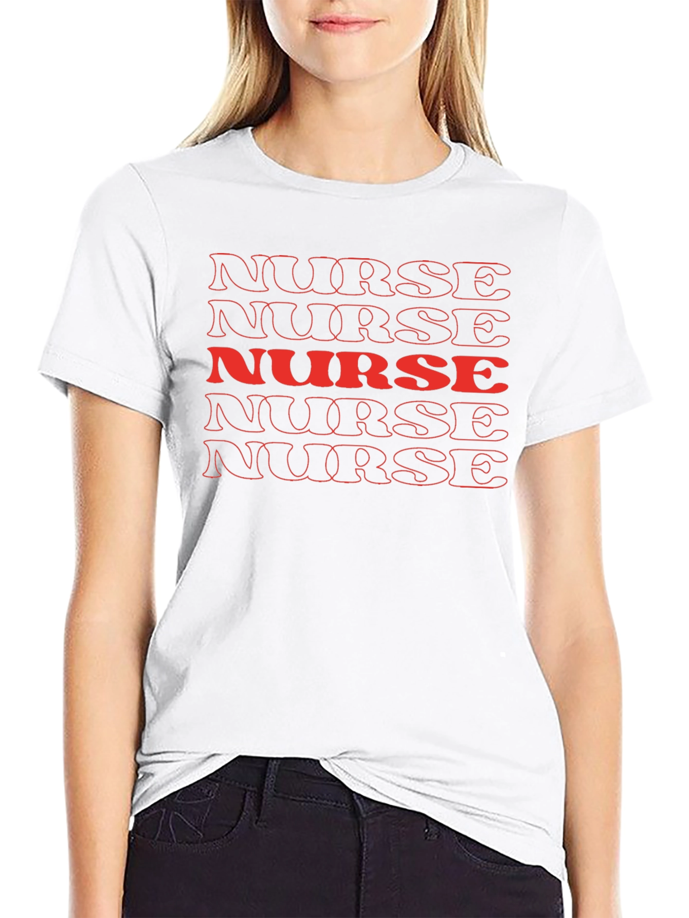 Retro Nurse Graphic T-Shirt - Bold Red Text