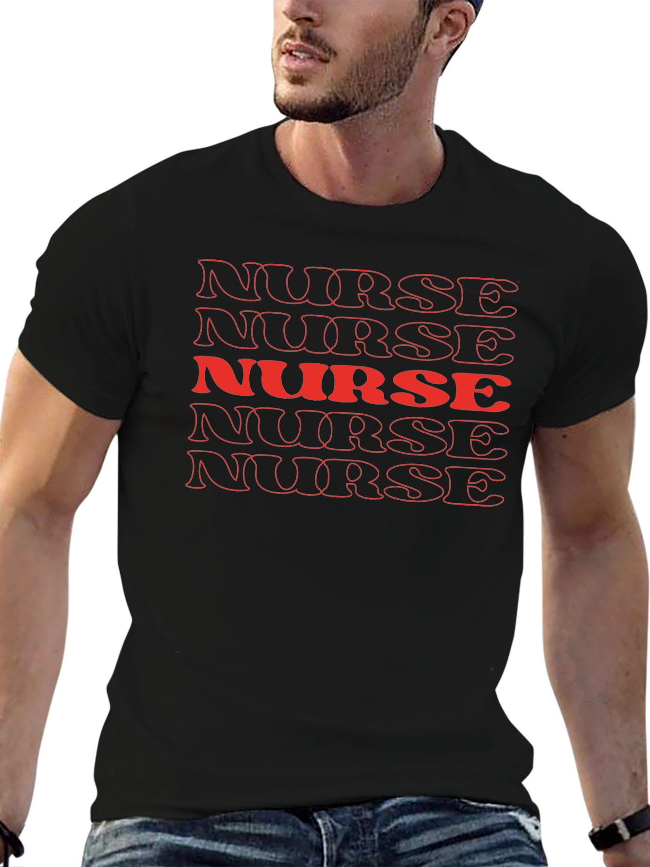 Retro Nurse Graphic T-Shirt - Bold Red Text