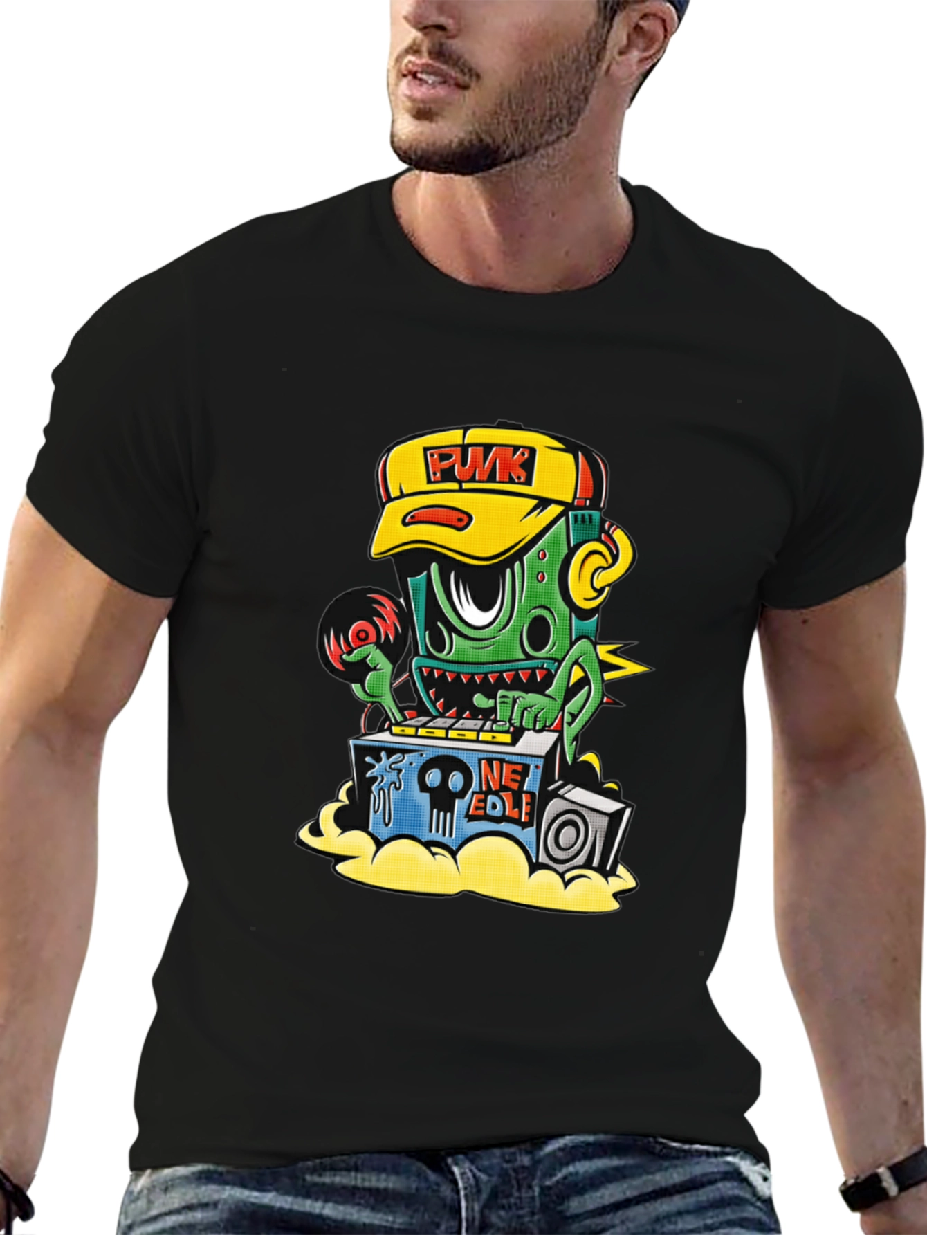Punk DJ Graphic Black T-Shirt