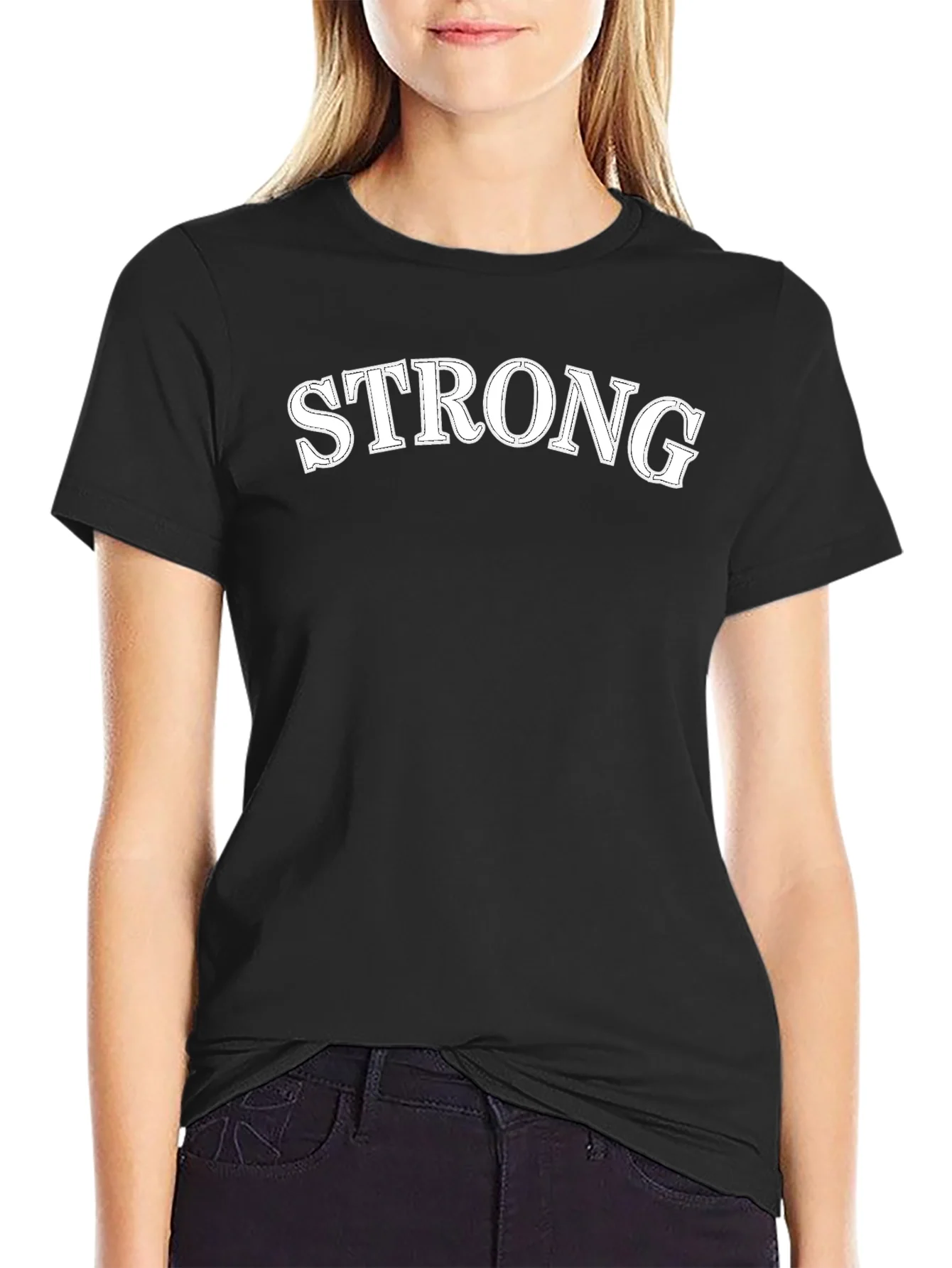 Strong Graphic Tee - Black Cotton Casual Shirt