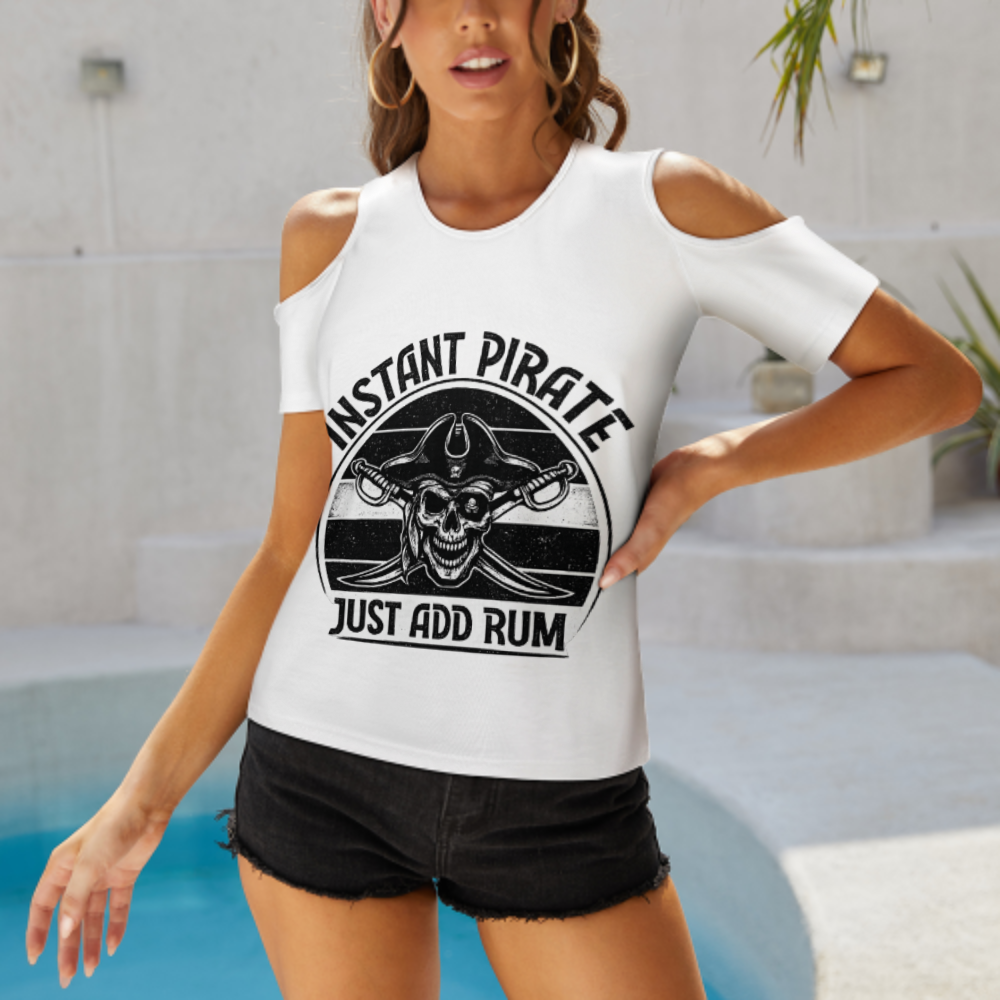 Instant Pirate Graphic T-Shirt – Just Add Rum Funny Skull Tee for Pirate Lovers(z172)