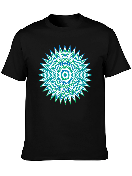Optical Illusion Graphic Tee - Black Cotton T-Shirt