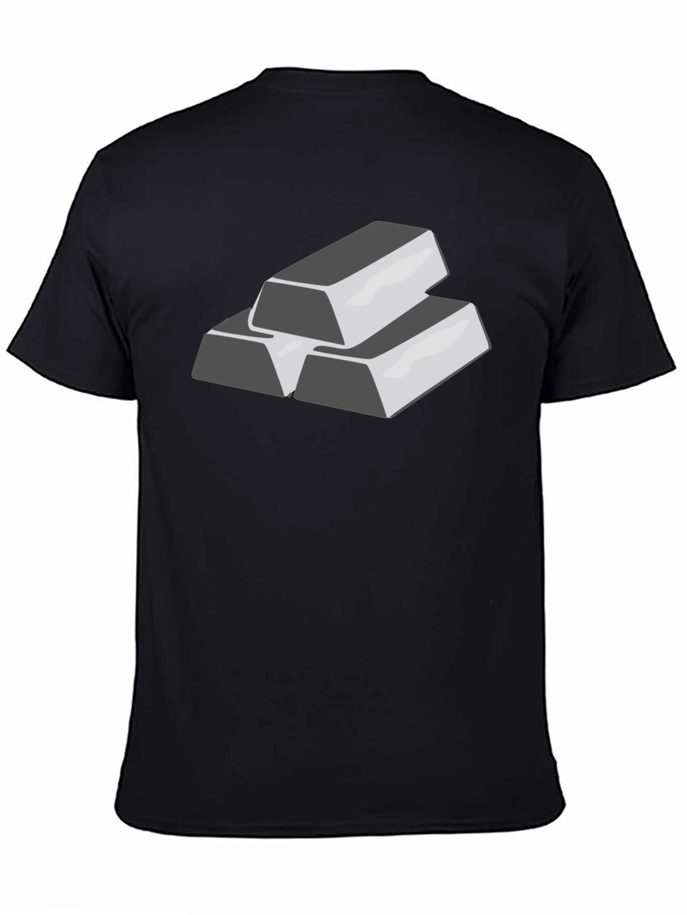 Silver Bar Stack Graphic Tee - Black Cotton T-Shirt