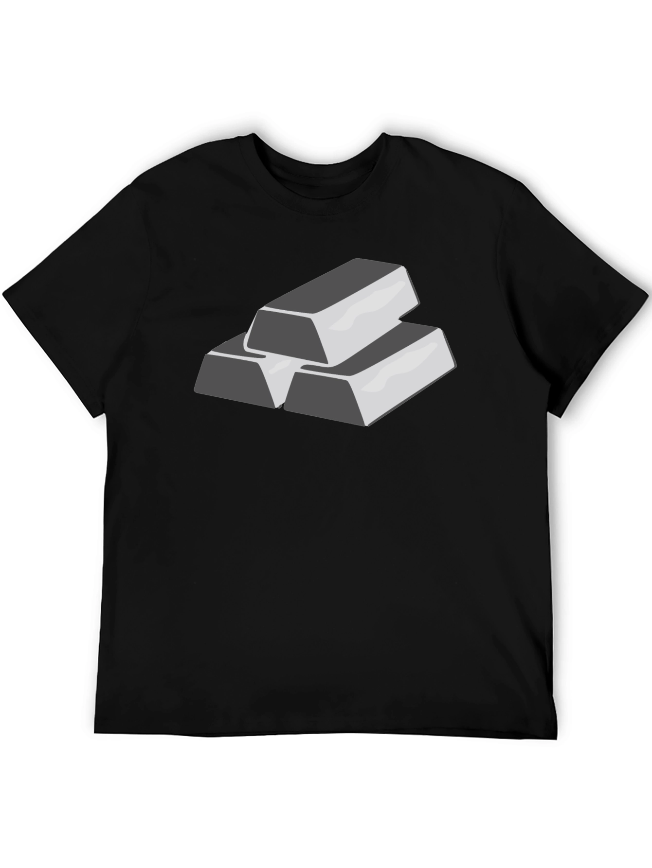 Silver Bar Stack Graphic Tee - Black Cotton T-Shirt