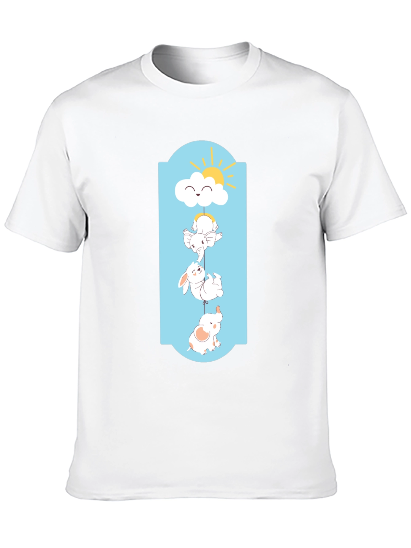 Cute Cartoon Animal Graphic Black T-Shirt
