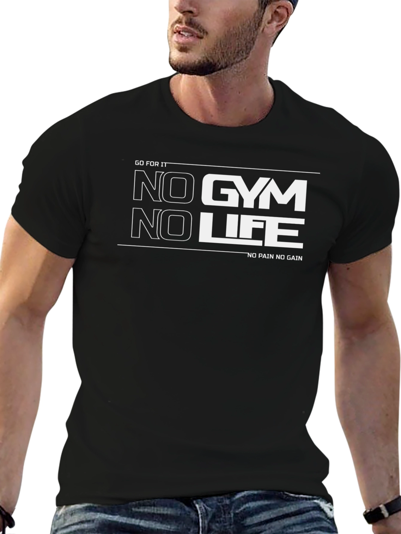No Gym No Life Black Graphic T-Shirt