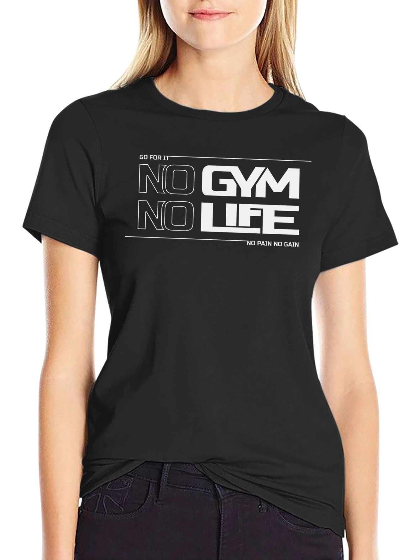 No Gym No Life Black Graphic T-Shirt