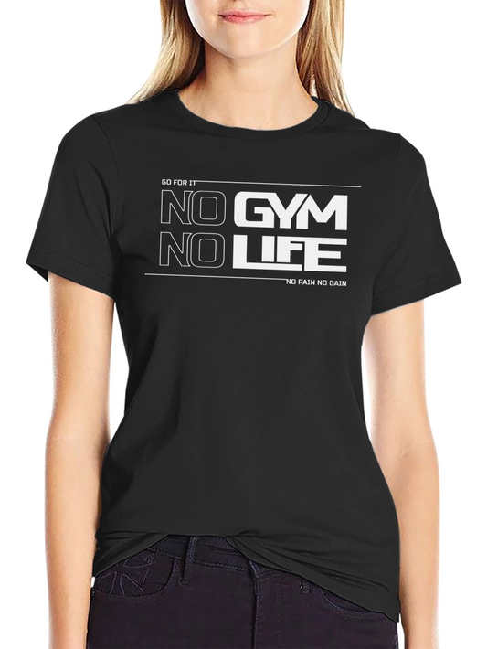 No Gym No Life Black Graphic T-Shirt
