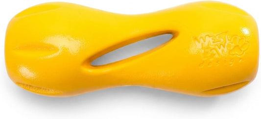 - West Paw Zogo Flex Quizel, Durable, Unbreakable, Dog Toy, Educational Toy, Can Be Filled with Snacks, Limited Color, Sunflower (Yellow), Small Size