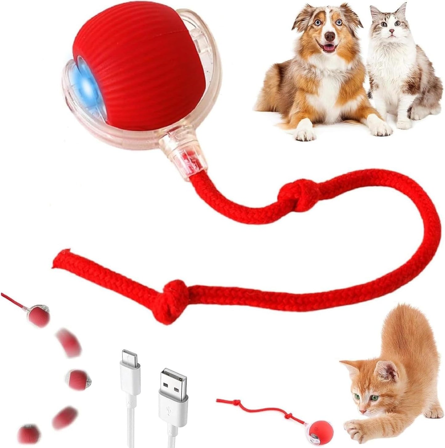 Interactive Cat Toys Ball – Smart Rolling LED Ball, Automatic & USB Rechargeable Motion Activate for Indoor Kitten Puppy Dog cat- Pet Exercise, IQ Training, Fun & Engaging Pet Toy