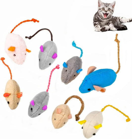 YFFSFDC Cat Mouse Toy Set of 8, Pet Toy, Chew Toy, Plush Toy, Stress Relief, Lack of Exercise, Pet Supplies, Assorted Colors
